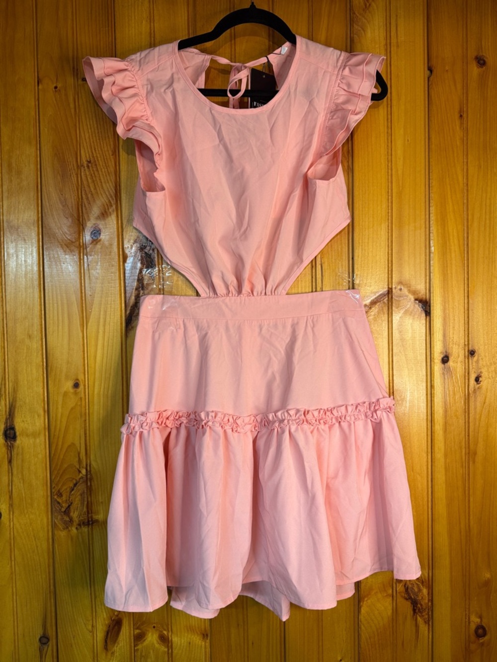 Kohl's Light Pink Ruffle Sleeve Tiered Midi Dress